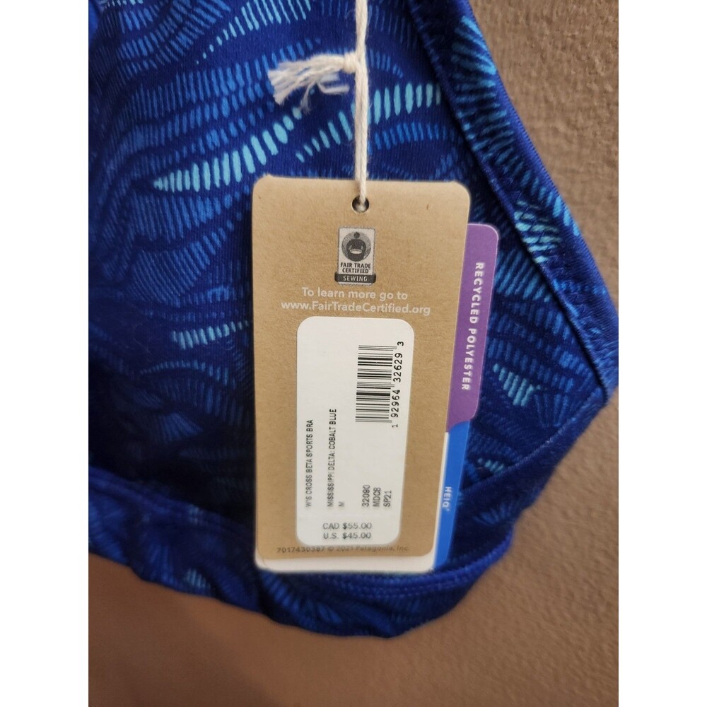 Patagonia Cross Beta Sports Bra Athletic Cobalt Blue Size M NWT - Picture 2 of 6